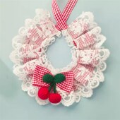 新款 布偶英短猫咪可爱纯棉蕾丝口水巾泰迪比熊狗狗三角巾围脖项圈