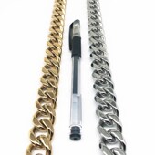 不锈钢狗狗项圈中大型犬训练p链法斗罗威纳金色项链遛狗宠物链子