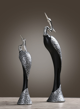 客厅情侣仙鹤摆件酒柜玄关办公室装饰品家居饰品卧室隔断创意摆设