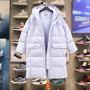 安踏女大童2025冬女童四防长款连帽羽绒服防寒保暖防水362616903