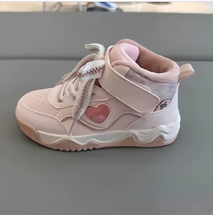 安踏儿童2025年冬季女小童魔术贴高帮棉加绒跑步运动鞋322549977