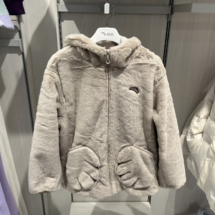 安踏女童2025冬季新款女大童柔软舒适羊羔绒连帽外套 362546717