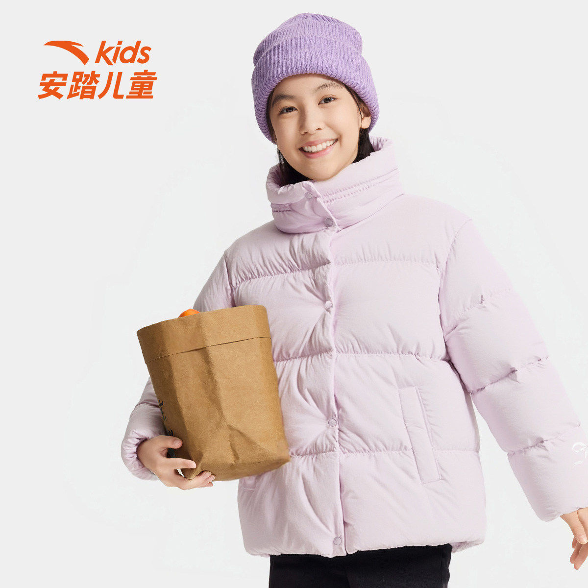 安踏儿童高充绒量羽绒服2026春季新款362618901运动女童外套童装