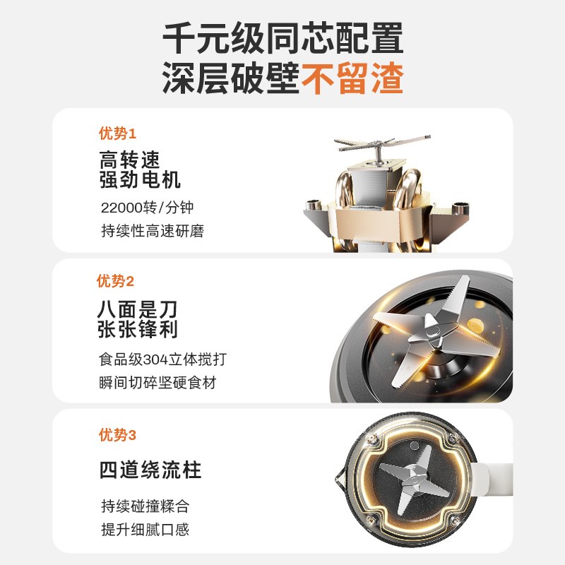 摩动柔音破壁机家用多功能小型果汁婴儿辅食全自动料理豆浆机
