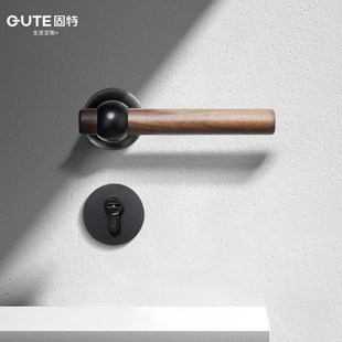 固特胡桃木门锁室内家用实木房门锁卧室木门把手分体锁卫生间锁具