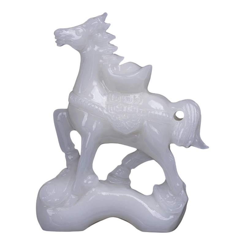 马摆件天然阿富汗白玉马上有钱生肖马客厅玄关办公室装饰开业礼品