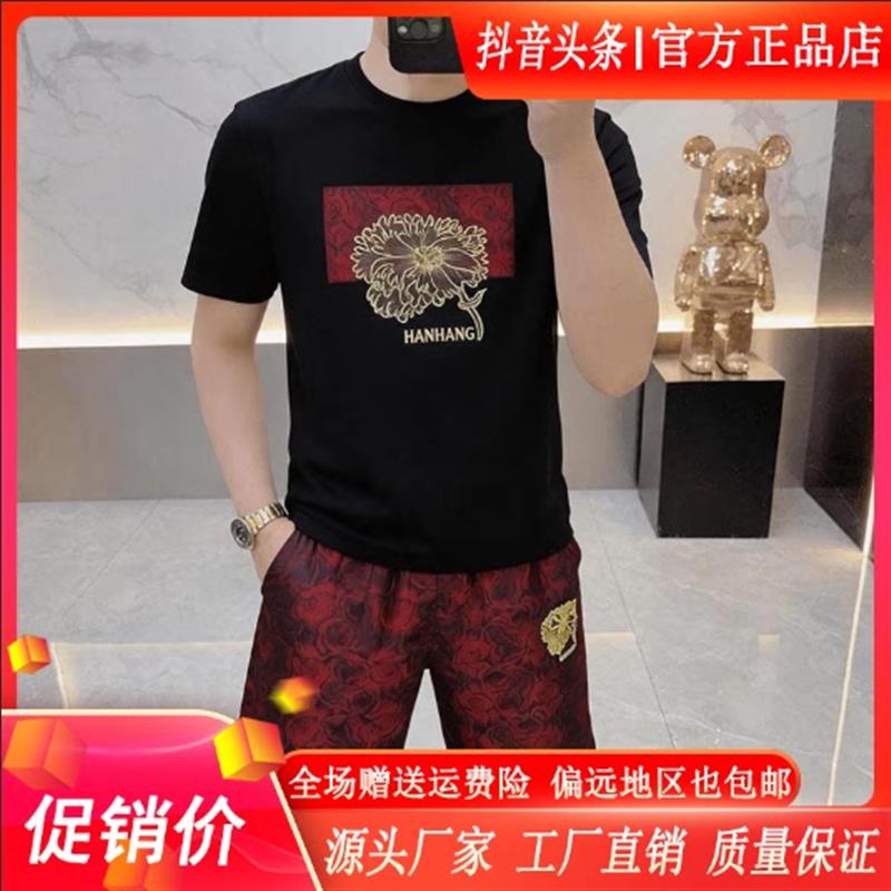 枫善服饰男装夏季高档欧货男士休闲套装时尚薄款短袖短裤两件套