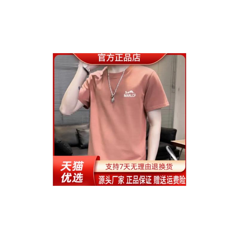 康之源轻奢夏季男士纯棉短袖t恤男圆领大码潮流韩版印花宽松半袖