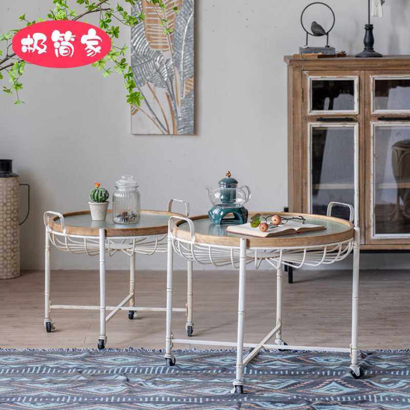 美式复古茶几复古做旧角几圆桌家居民宿客厅沙发边几风实木茶几,3C数码配件,摄像机配件,淘宝优惠券,粉丝福利购,淘宝优惠卷