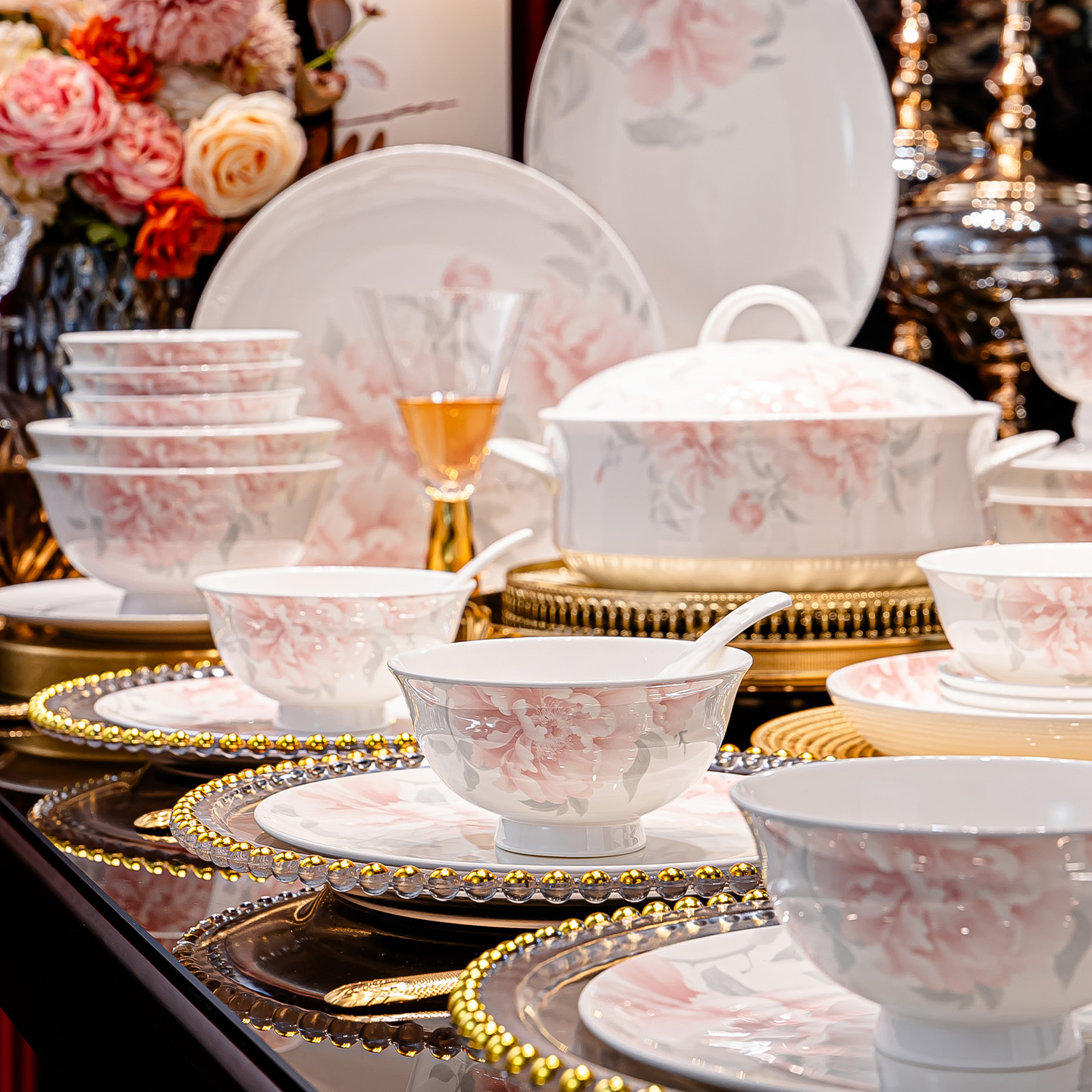 景德镇釉下彩骨瓷餐具套装家用