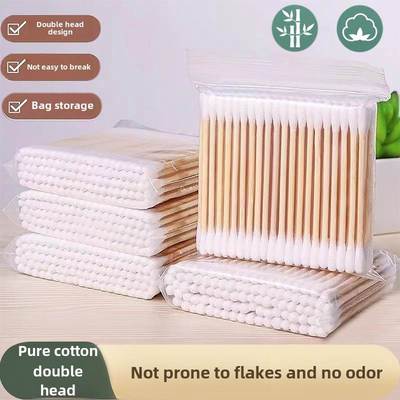 家用双头棉签掏耳朵化妆一次性卫生棉棒清洁掏耳木棒棉花棒棉签