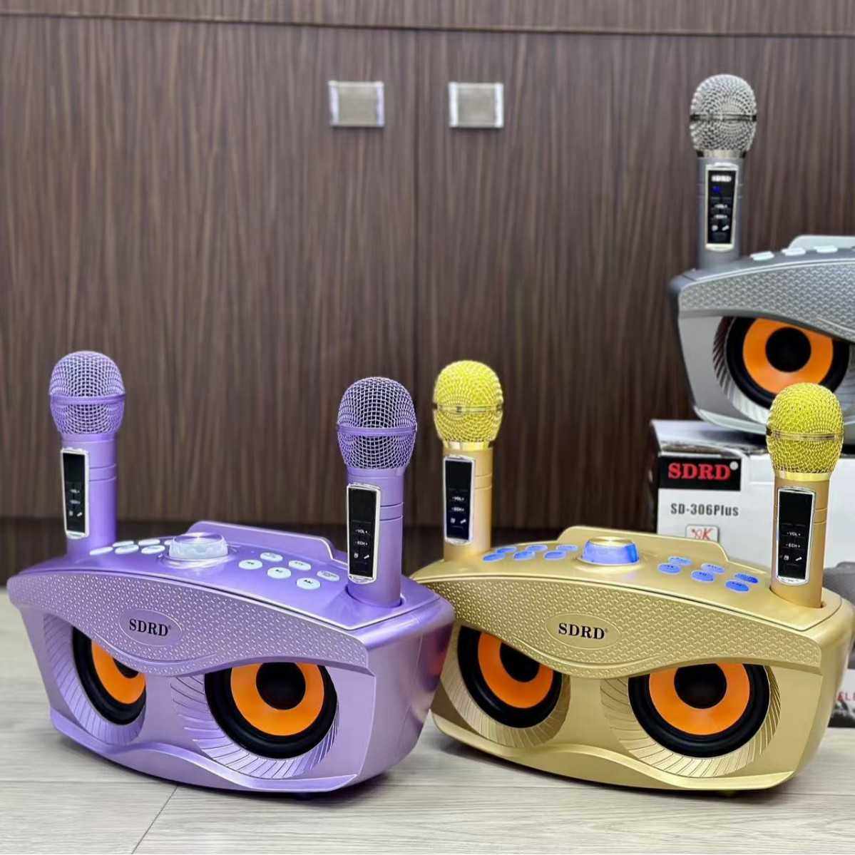 SD306PS升级版猫头鹰家庭KTV无线麦克风蓝牙音响一体机双人合唱,影音电器,移动便携音箱,淘宝优惠券,粉丝福利购,淘宝优惠卷