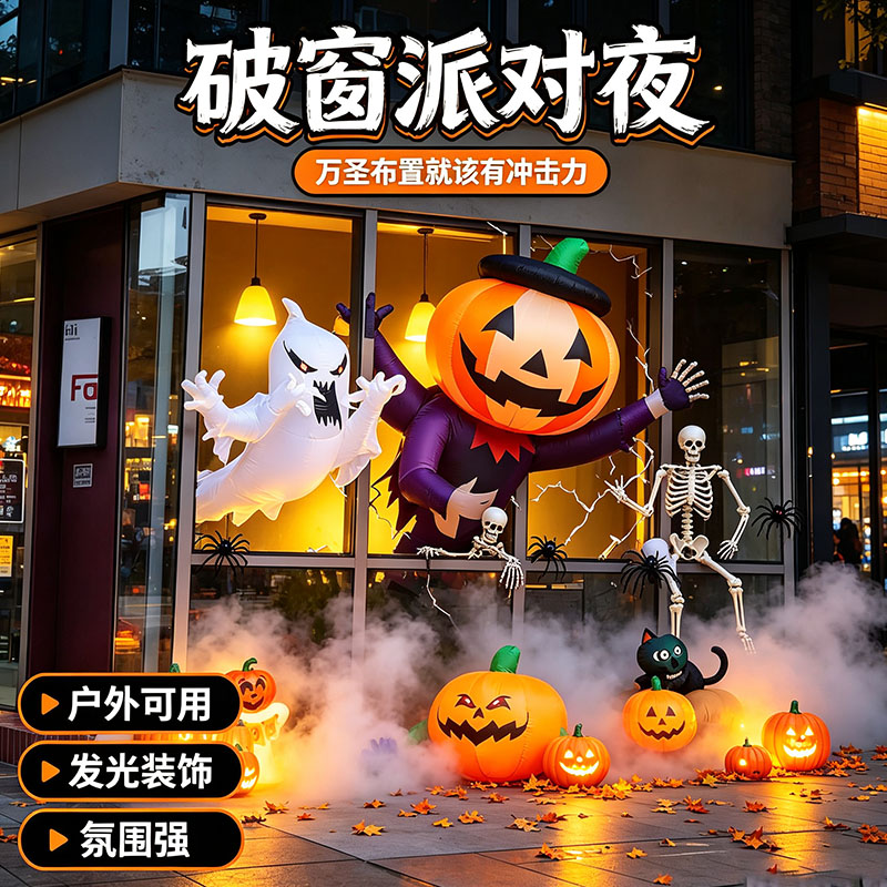 万圣节破窗气模装饰摆件道具