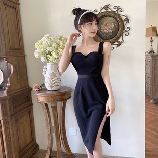 生日party高端小礼服平常可穿甜辣气质名媛性感纯欲吊带连衣裙女