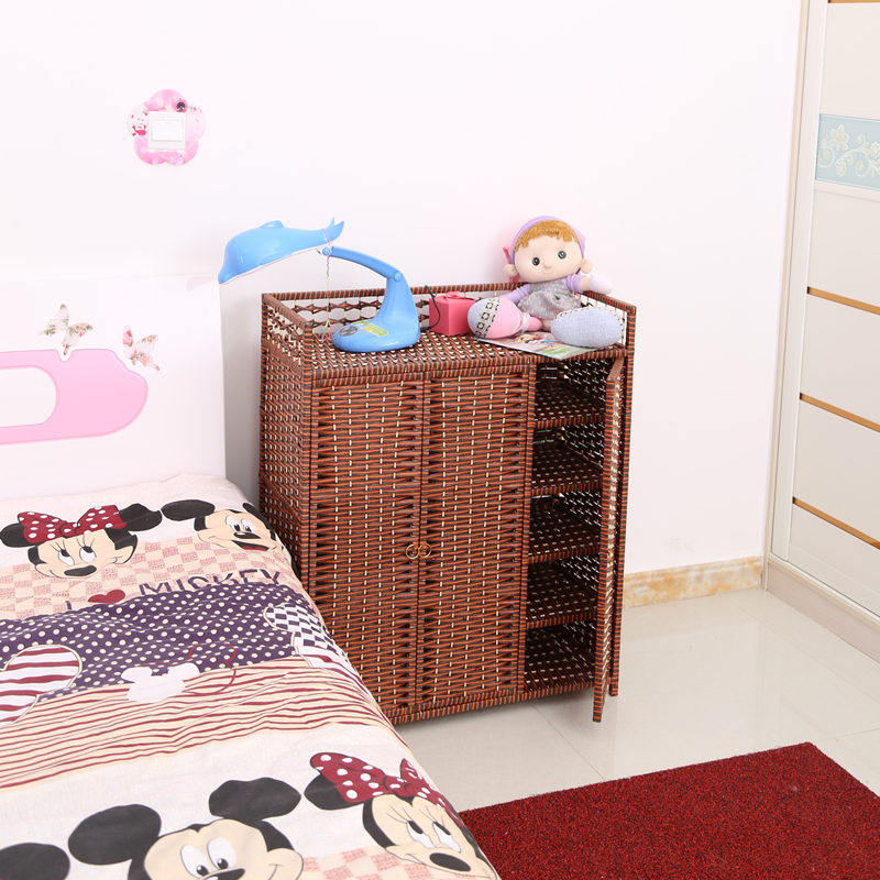 特价包邮草编藤编鞋架手工储物柜实木鞋柜简易鞋架玄关柜阳台柜子