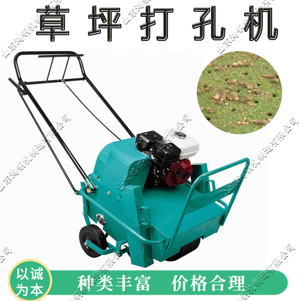 小型草地施肥松土机 室外草坪通气打孔机 手推式草皮排水钻孔机
