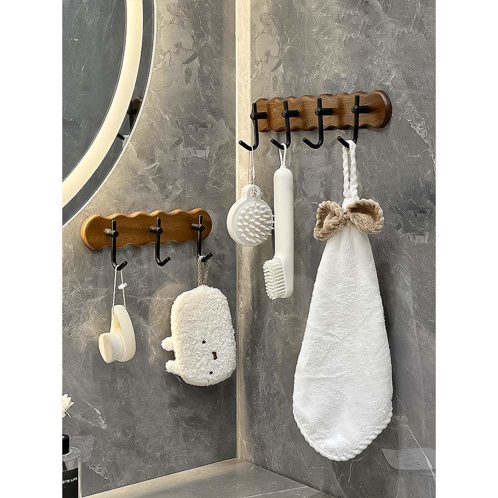 挂钩免打孔强力承重浴室墙上无痕毛巾粘钩厨房门后挂衣架木质排钩
