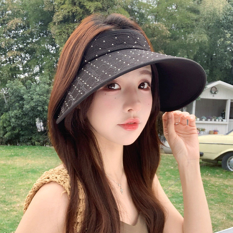 夏季女款点钻空顶防晒帽