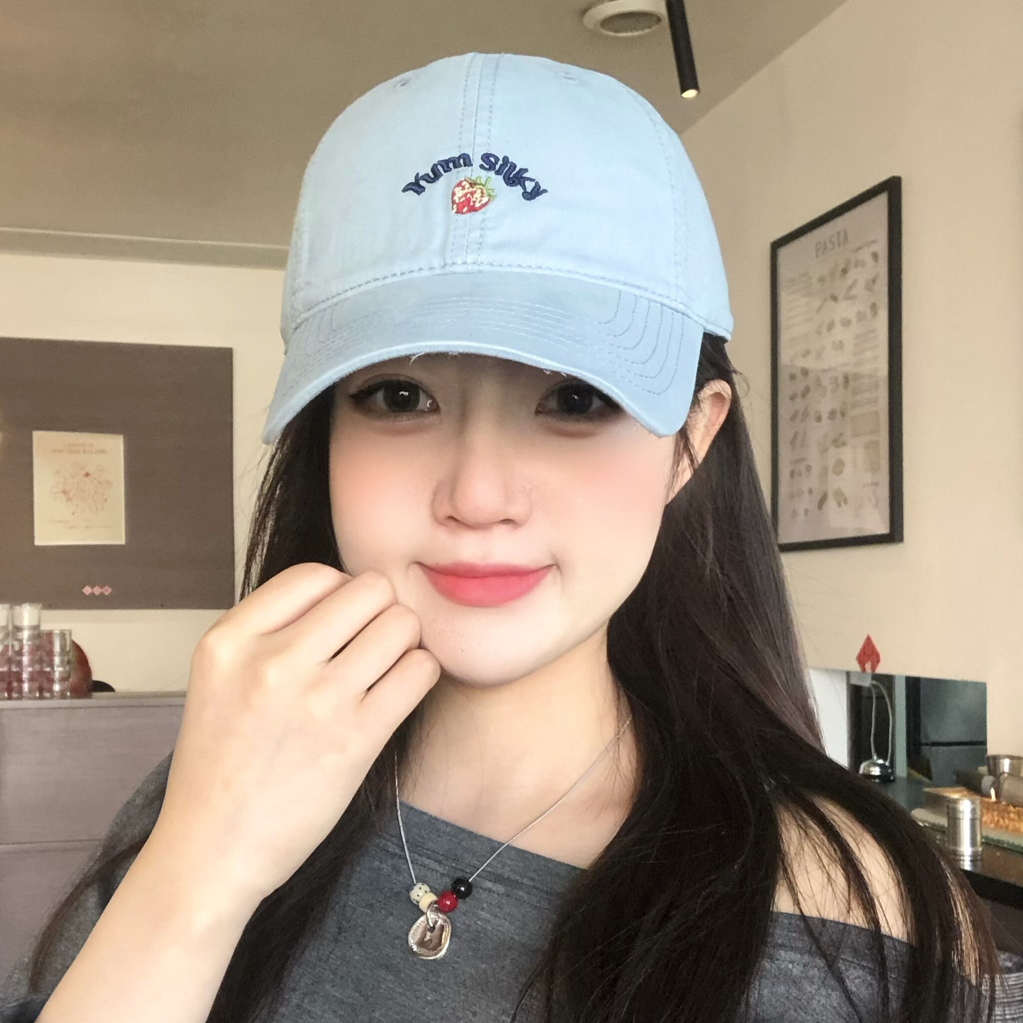 韩系复古米色字母刺绣棒球帽女夏季百搭大头围显脸小遮阳鸭舌帽子