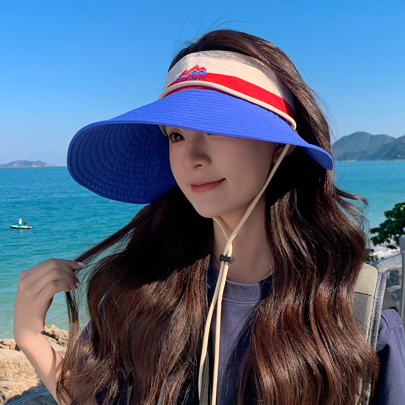 夏季户外大沿空顶防晒遮阳帽女