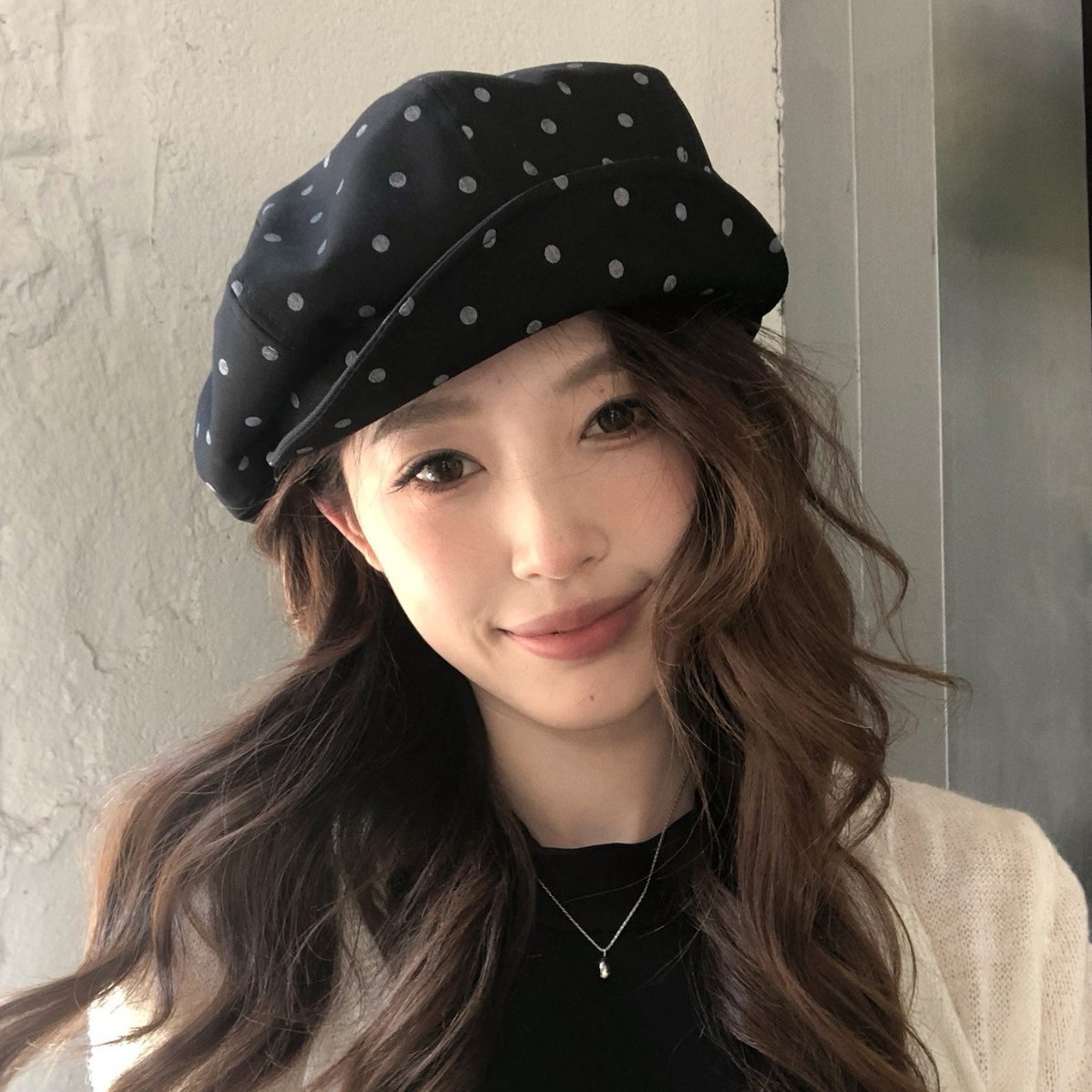 波点贝雷帽女秋冬复古