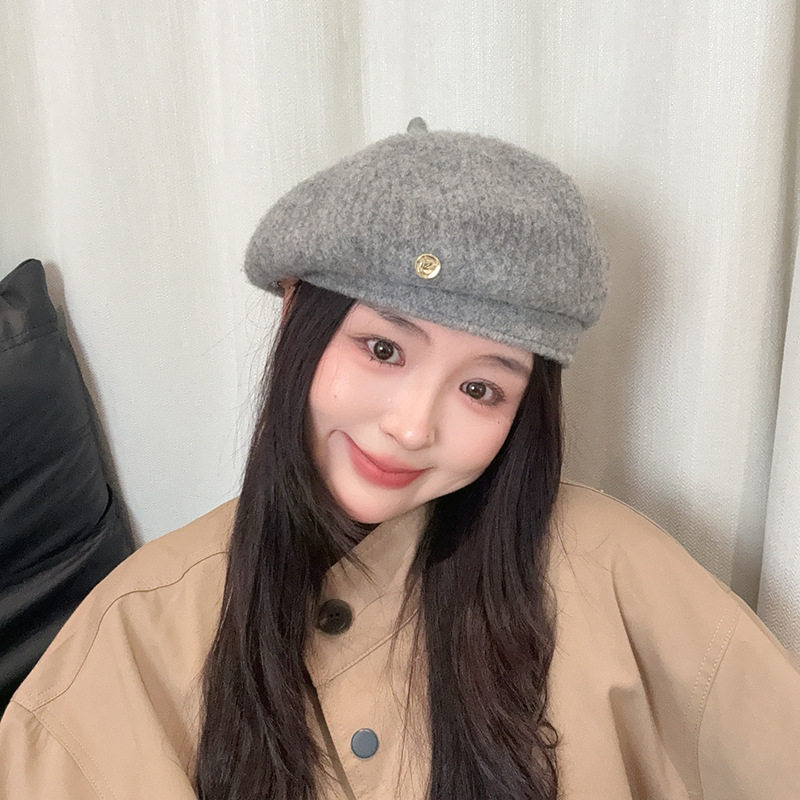 羊毛贝雷帽女秋冬法式显脸小