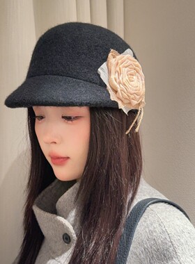 赫本风秋冬法式羊毛显脸小渔夫帽