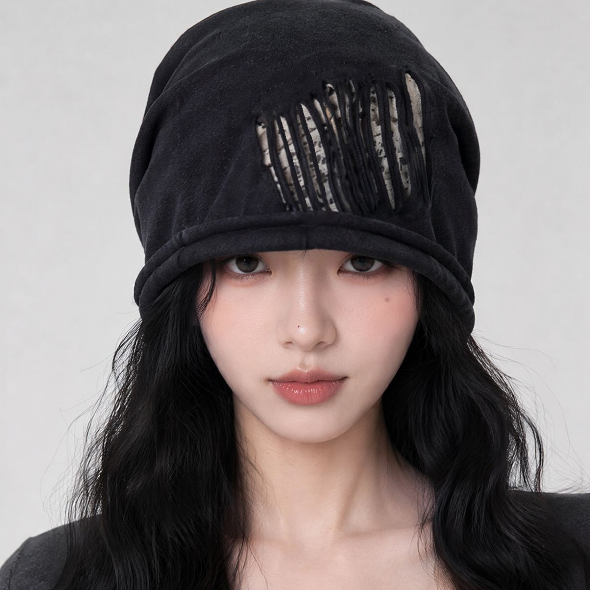 大头围显脸小堆堆帽女水洗