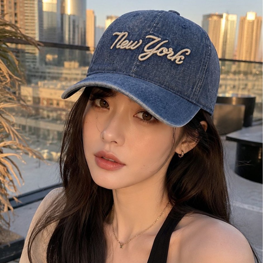NY字母刺绣水洗牛仔显脸小鸭舌帽