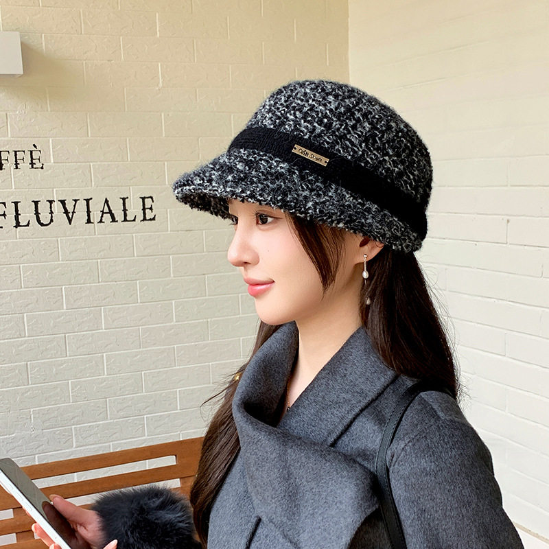 秋冬韩系粗花呢保暖渔夫帽女