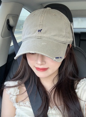 韩版纯棉破洞显脸小遮阳鸭舌帽女
