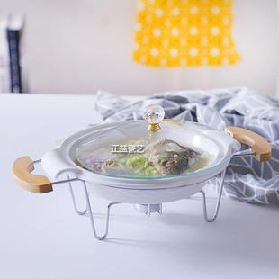 餐厅酒精蜡烛加热炉酒店家用明炉底座餐具盘子 陶瓷蒸鱼盘创意韩式