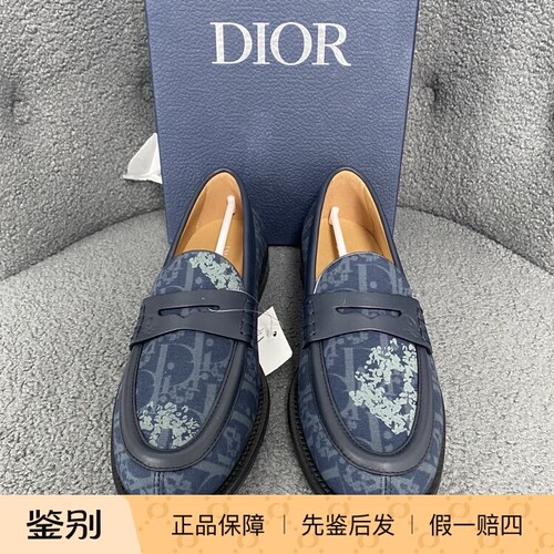 Dior/迪奥男士蓝色老花一脚蹬乐福鞋 156039二手闲置