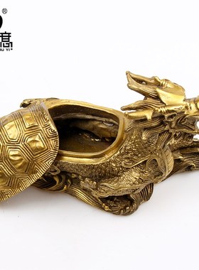 妙如意 龙龟摆件开盖龙头龟储存罐母子龙龟铜龟家居客厅玄关摆设