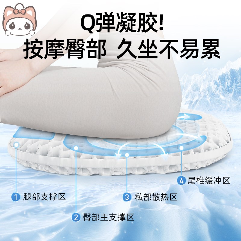 萌喵夏季蜂窝凝胶屁股凉坐垫椅子办公室上班久坐不累透气冰丝靠垫