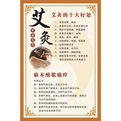 艾灸的功效好处海报广告美容院养生馆装饰画广告贴画艾灸养生海报