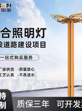 厂家供应城市组合照明灯黄色景观路灯LED灯6米8米可定制