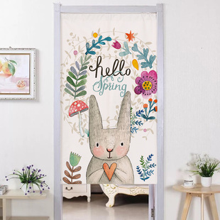 饰卧室布艺卫生间厨房门帘防油烟免打孔日式 门帘家用隔断帘装 布帘