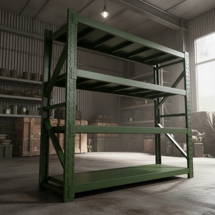 军绿色仓储货架军备物资营房仓库加厚多层置物架超强承重型铁架子