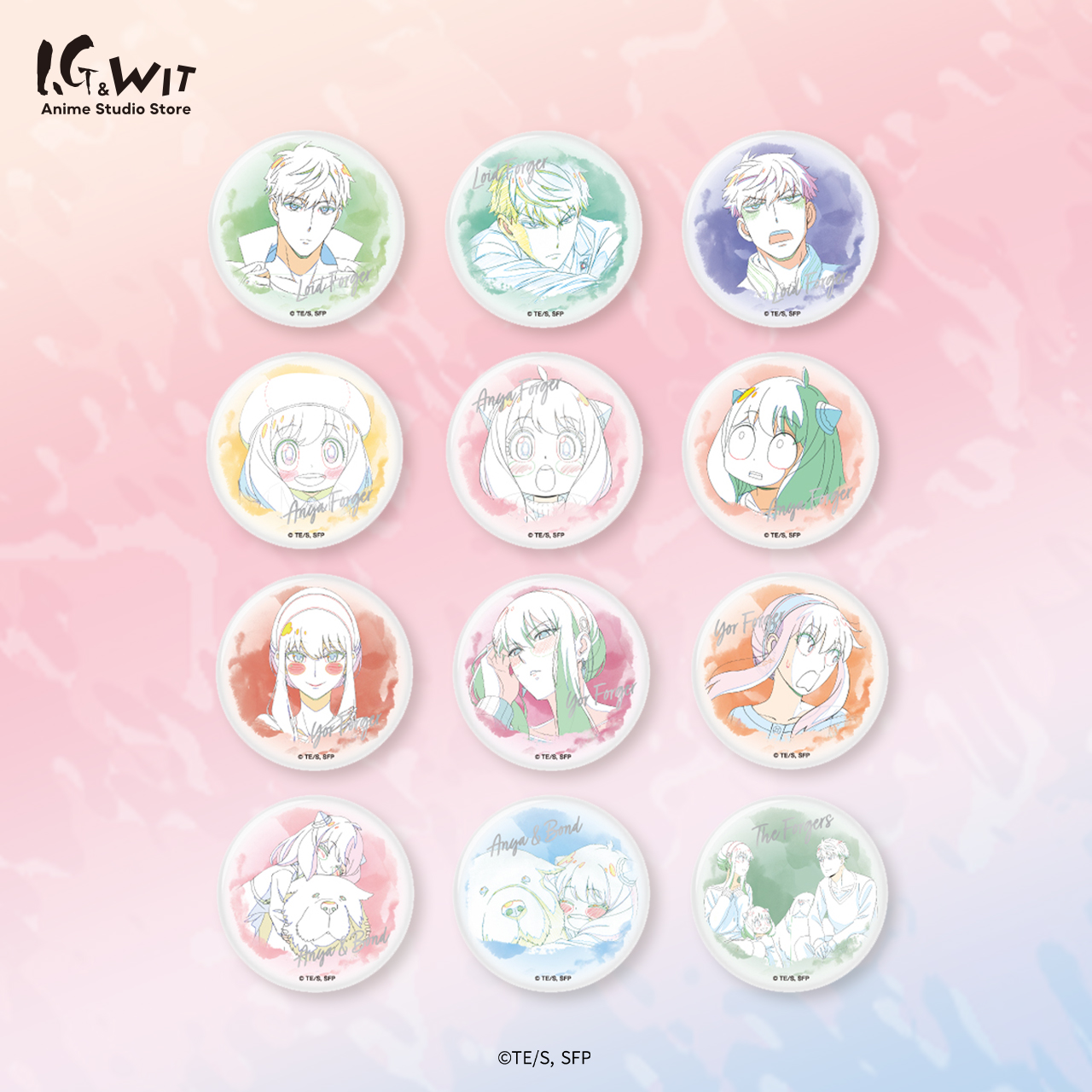 I.G WIT官方现货 间谍过家家 水彩风原画盲抽马口铁徽章盲盒礼物