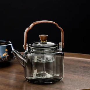 家用一体蒸煮耐高温提梁烧水壶灰色茶具 可明火直烧茶壶大容量中式