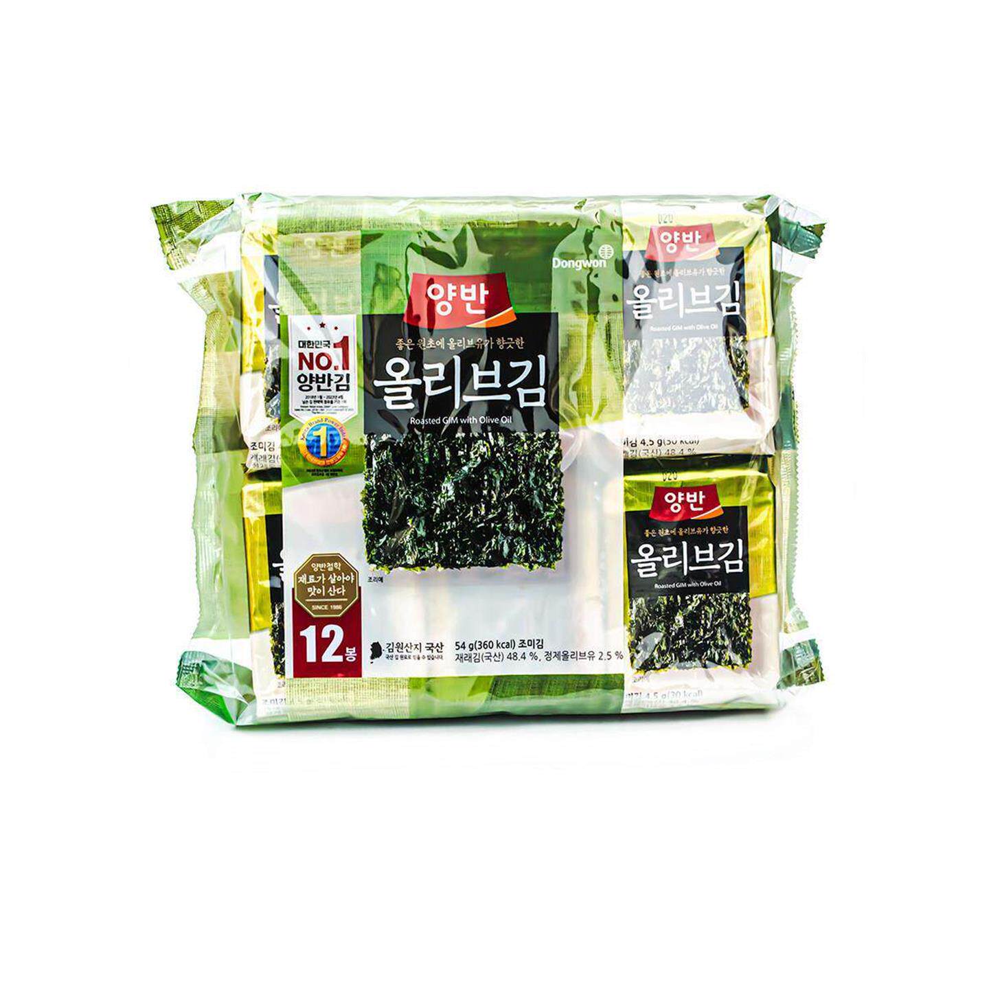 韩国东远两班橄榄油海苔酥脆海苔开封即食米饭伴侣夹米饭每包54g