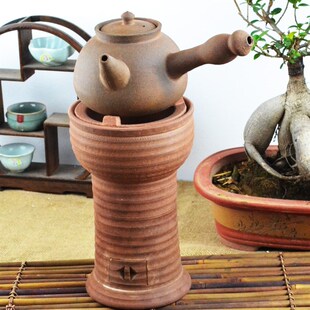 潮州功夫茶传统手工艺老岩泥红泥炉碳炉火炭风炉烧水炉橄榄碳配炉