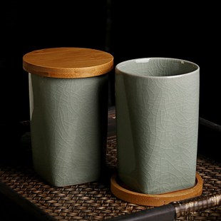 陶瓷大号哥窑茶杯家用泡茶喝水杯开片可养汝窑印章杯办公室个人杯