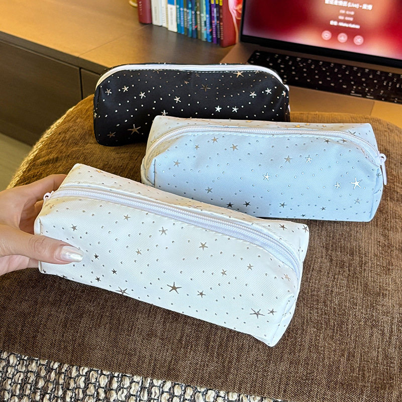 星星波点小众简约可爱帆布笔袋高颜值小包外出零钱便携杂物化妆包