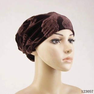 帽子遮白发的头饰新款秋冬季金丝绒中老年头巾女妈妈帽奶奶包头帽