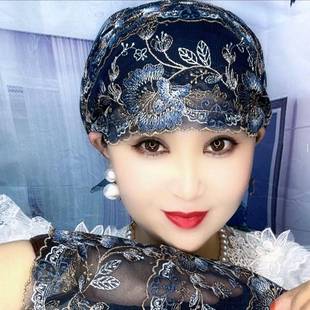 帽子遮白发的头饰新款高档轻薄休闲高级年轻刺绣凤尾刺绣妈妈家居