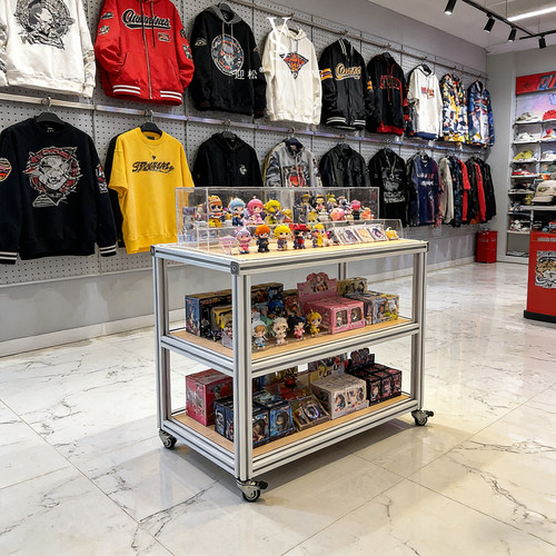 潮流展示移动展示架多层收纳推车商用展柜带轮储物架多功能置物架