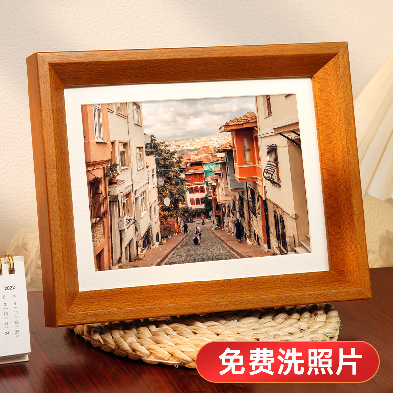 简约实木6寸相框摆台8画框7寸10打印相片加洗照片做成挂墙相册框