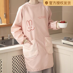 围裙女家用厨房防水防油餐饮工作服2024新款 长袖 网红春秋罩衣围腰